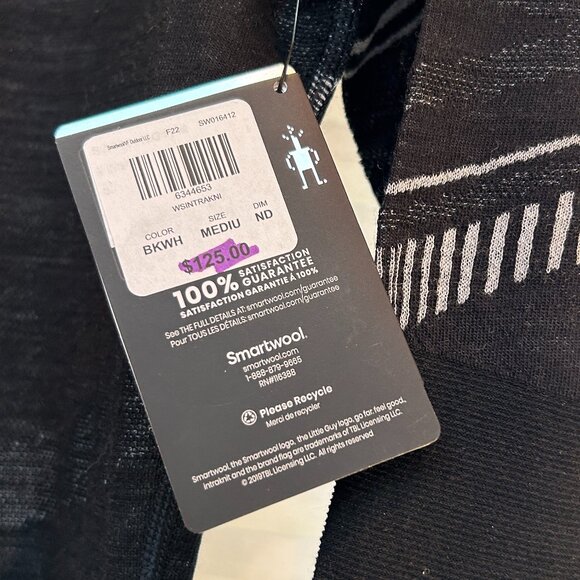 Smartwool pullover sweater, underlayer or top, BRAND NEW, Medium, black&white - Picture 3 of 4